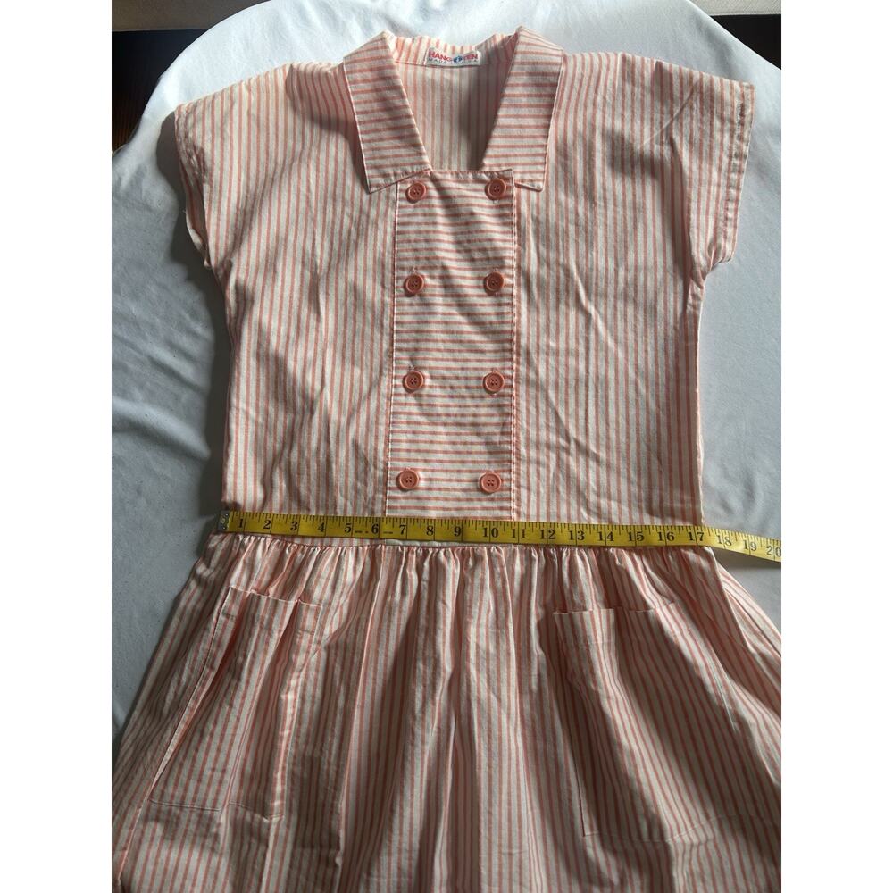 Vintage Hang Ten Striped Button Shift Dress Womens Size 12 Orange White Beachy - Picture 7 of 8